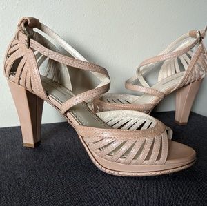 Beige strappy heels